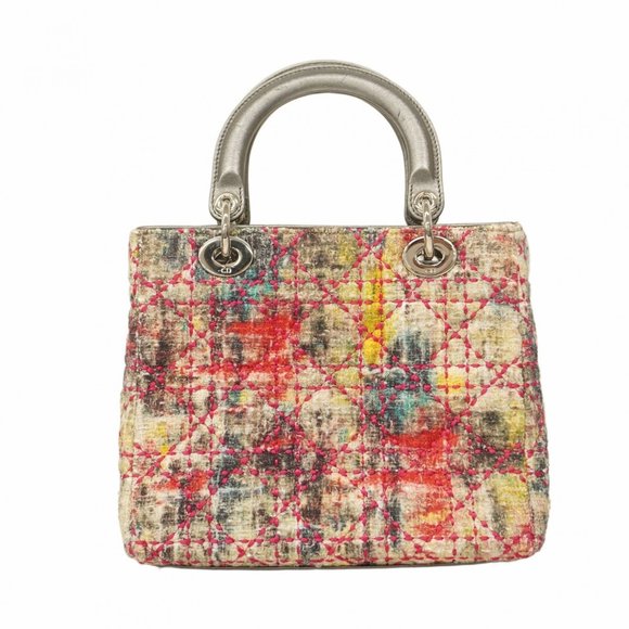 Christian Dior Handbag Cannage Lady Tweed Grey Multicolor Women's - Picture 10 of 10